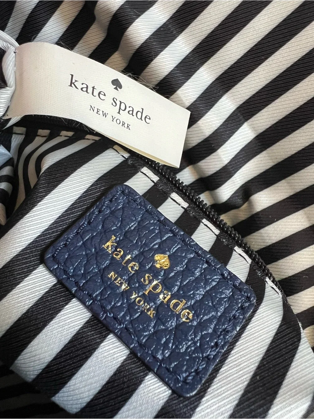 Kate Spade New York Avenue Blue Leather Cross Body Bag with Tassel